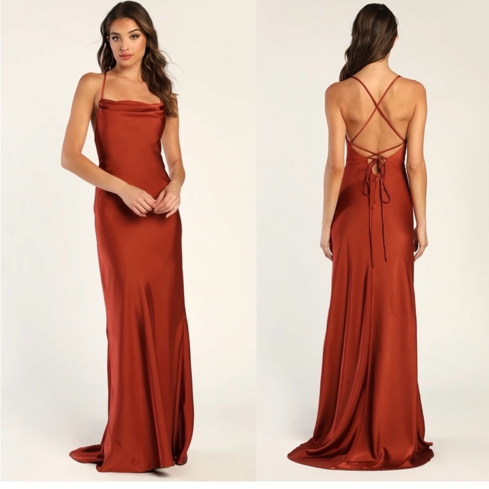 Lulu's Rust Satin Gown